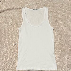 Zara Classic White Ribbed Top